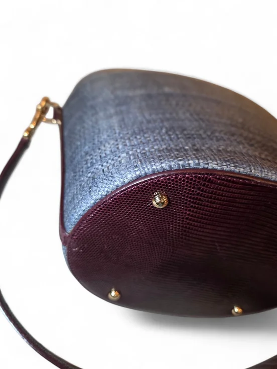 Dolce And Gabbana Lizard Straw Shoulder Bag Structured Raffia Basket Purse - Picture 6 of 11